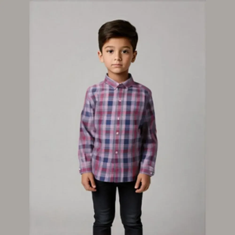 Tommy Hilfiger Boys Shirt Size 7 Blue Red Yellow White Plaid Flannel Button Down